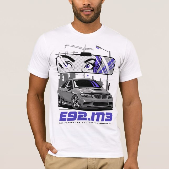 Camiseta Ilustração do carro desportivo E92 M3 (Frente)