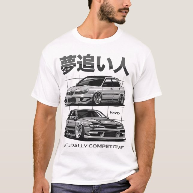 Camiseta Ilustração do carro Subie vs Silvia (Frente)