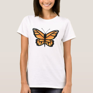 Camiseta Ilustração do Cartoon da Borboleta Laranja Monarch