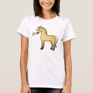 Camiseta Ilustração do Cartoon de Amor com Cavalo de Fjord 
