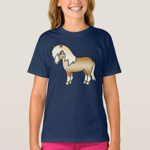 Camiseta Ilustração do Cartoon Palomino Shetland Pony Cut