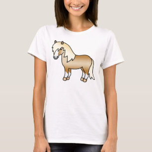 Camiseta Ilustração do Cartoon Palomino Shetland Pony Cut