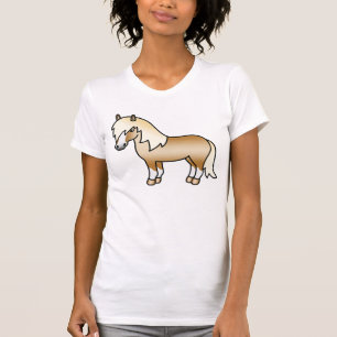 Camiseta Ilustração do Cartoon Palomino Shetland Pony Cute