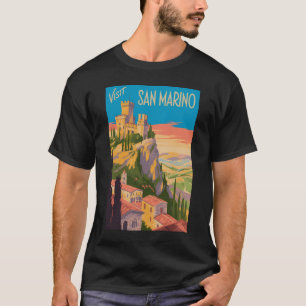 Camiseta Ilustração do Castelo de São Marino Arte de Viagem