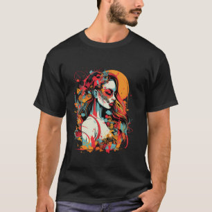 Camiseta Ilustração do crânio Gótico Shadowy Worlds Aut
