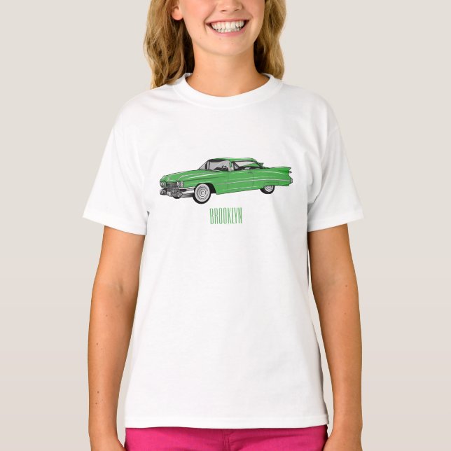 Camiseta Ilustração do desenho animado Classic car 1959 (Frente)