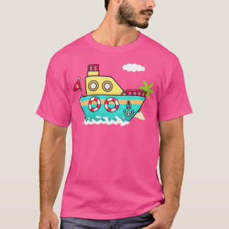 Camiseta Ilustração do desenho animado de barco
