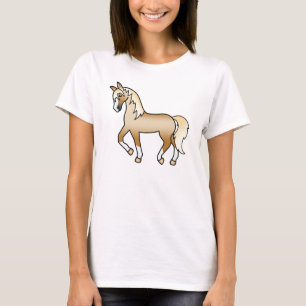 Camiseta Ilustração do desenho animado de trote de cavalos 
