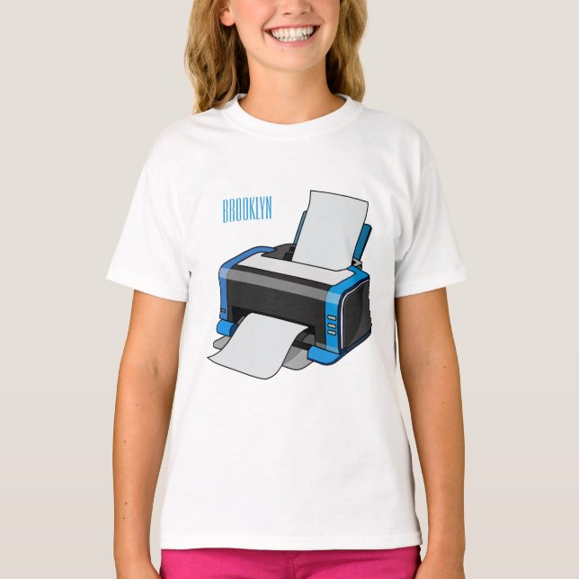 Camiseta Ilustração do desenho da impressora (Frente)