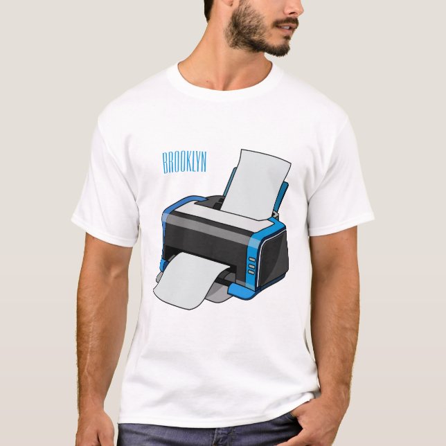 Camiseta Ilustração do desenho da impressora (Frente)