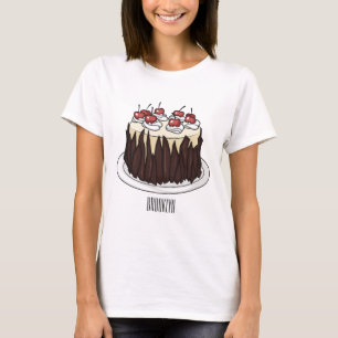 Camiseta Ilustração do desenho do bolo Floresta Negra