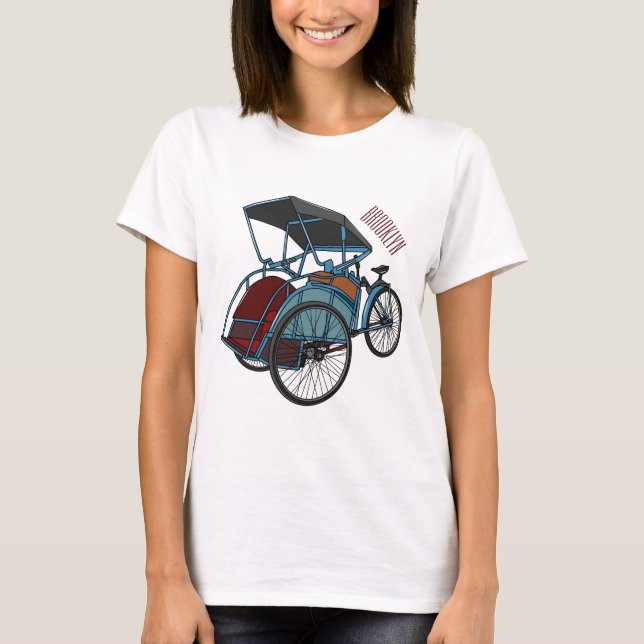 Camiseta Ilustração do desenho do rickshaw Ciclo (Frente)
