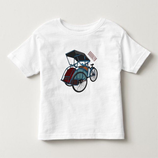 Camiseta Ilustração do desenho do rickshaw Ciclo (Frente)