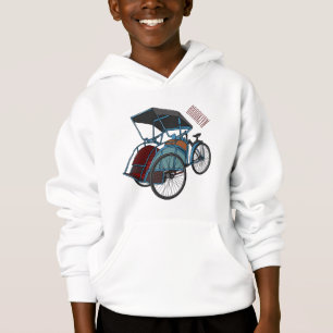 Camiseta Ilustração do desenho do rickshaw Ciclo
