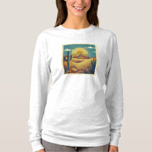Camiseta Ilustração do Deserto no Estilo Retro Boho Vintage