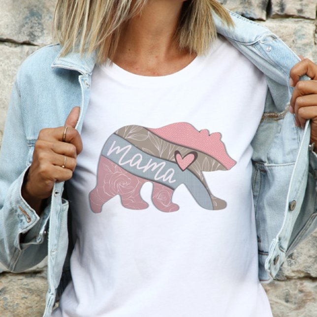 Camiseta Ilustração do Dia de as mães Floral Mama Bear Boho (Criador carregado)
