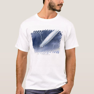 Camiseta Ilustração do dirigível que está sendo golpead