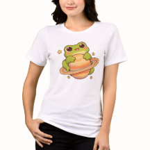 Ilustração do espaço de Saturno com sapo Kawaii fo