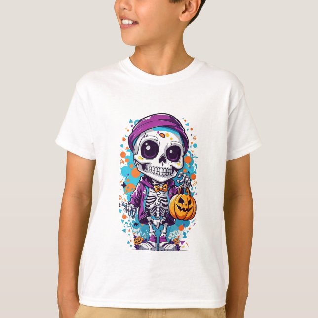 Camiseta ilustração do esqueleto de halloween (Frente)