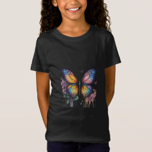 Camiseta ilustração do estilo aquarela das borboletas