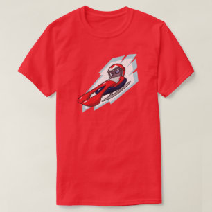 Camiseta Ilustração do Estilo de Animação de Luge dos Jogos