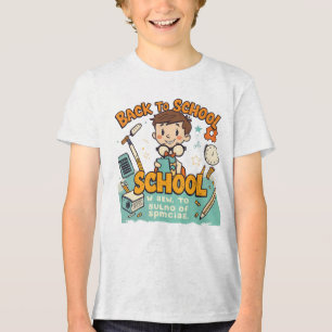 Camiseta Ilustração do Estudante de Cartoons em Cuta Escola