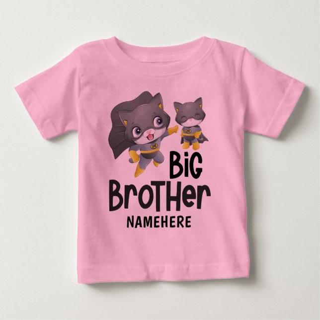 Camiseta Ilustração do Gato Super-Herói Big Brother com Nom (Frente)