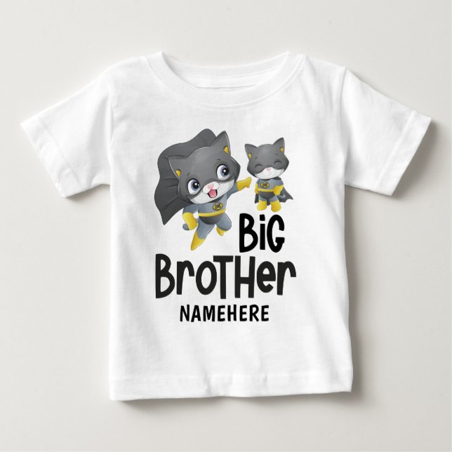 Camiseta Ilustração do Gato Super-Herói Big Brother com Nom (Frente)
