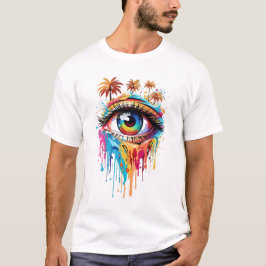 Camiseta ilustração do grafite do olho colorido