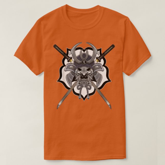 Camiseta Ilustração do Helmet Katana Samurai Ninja (Frente do Design)