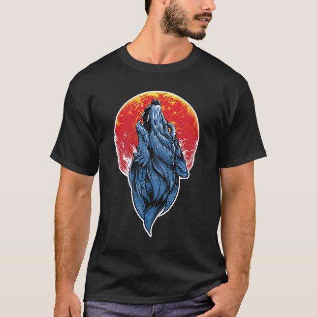 Camiseta Ilustração do Lobo Howling (Frente)