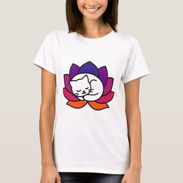 Camiseta Ilustração do Lotus Serene Cat (Frente)