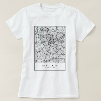 Camiseta Ilustração do Mapa de Milão