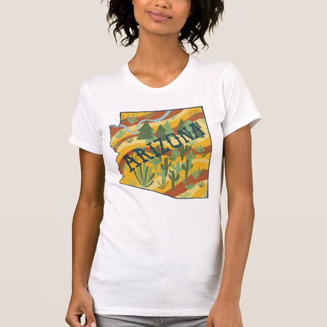 Camiseta Ilustração do Mapa do Estado da arizona (Frente)