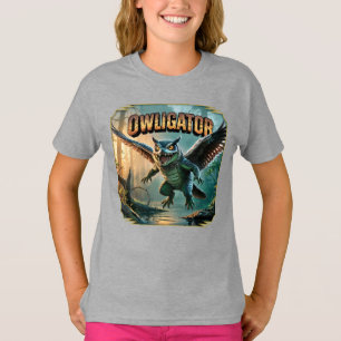 Camiseta Ilustração do Owligator – Coruja Jacaré Engraçado