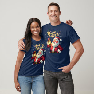 Camiseta Ilustração do Papai Noel Alegre e Radiante Seguran