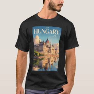 Camiseta Ilustração do Parlamento da Hungria Arte de Viagem