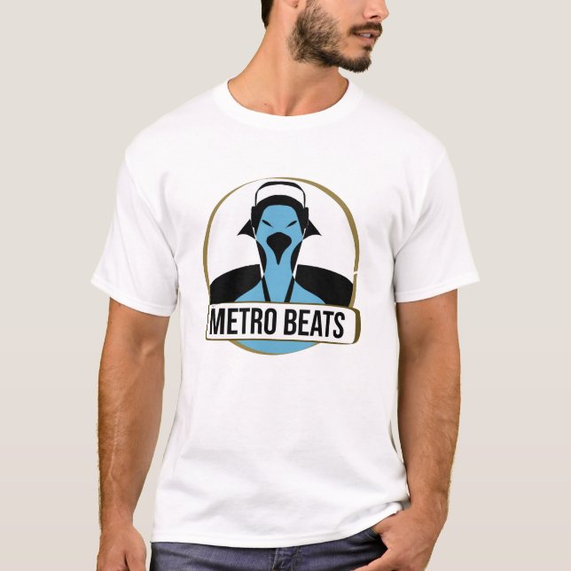 Camiseta Ilustração do pombo com fones de ouvido (Frente)