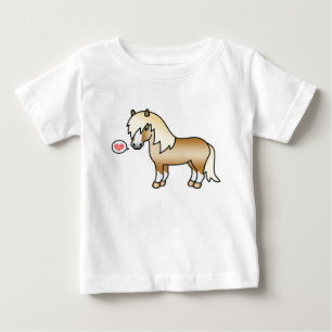 Camiseta Ilustração do Pôneo Palomino Shetland e Coração Ro
