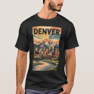 Camiseta Ilustração do pôr do sol em Denver Colorado Arte d