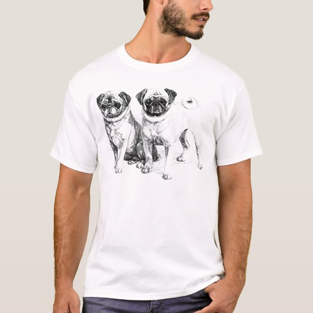 Camiseta Ilustração do Pug do vintage (Frente)