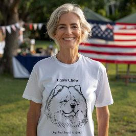 Camiseta Ilustração do Retrato de Chow em Linha Preta