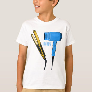Camiseta Ilustração do secador de cabelo e do alisador de c