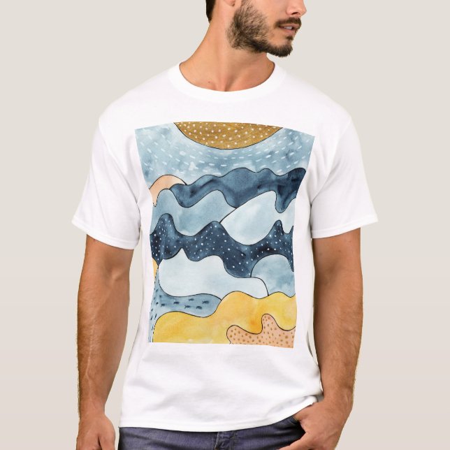 Camiseta Ilustração do Sol de Ouro Minimalista Moderno (Frente)