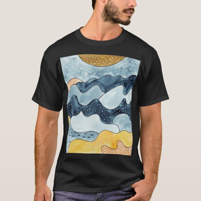 Camiseta Ilustração do Sol de Ouro Minimalista Moderno (Frente)
