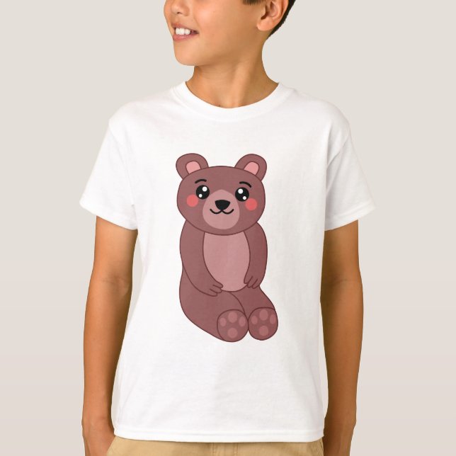 Camiseta Ilustração do Urso Castanho de Kawaii Cute (Frente)