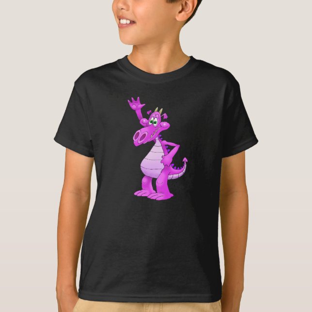 Camiseta Ilustração dos desenhos animados de um dragão de (Frente)