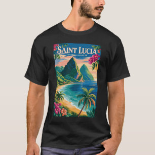 Camiseta Ilustração dos Pitons de Santa Lúcia Arte de Viage
