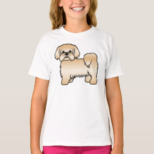 Camiseta Ilustração Dourada do Cão de Cartoon Shih Tzu C