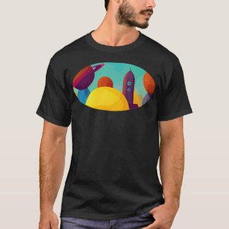 Camiseta Ilustração E Superposição De Vários Planetas